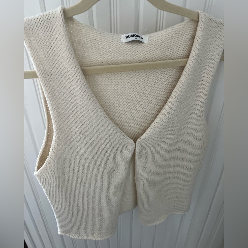 Rumored Cream V-Neck Sweater Vest